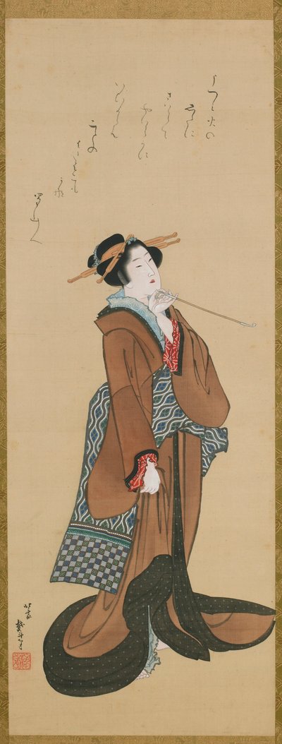 Tütün Borusu Tutan Kadın, ca. 1814-1815. by Katsushika Hokusai