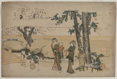 Oji Yakınlarında Yol Kenarı Dükkanından Geçen Kadın by Katsushika Hokusai