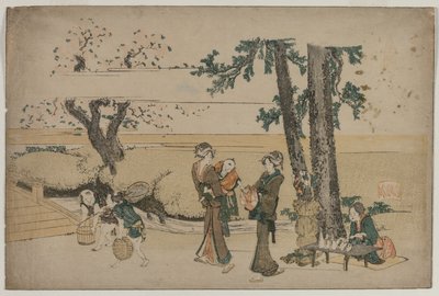 Oji Yakınlarında Yol Kenarı Dükkanından Geçen Kadın, 1800'lerin başı. by Katsushika Hokusai