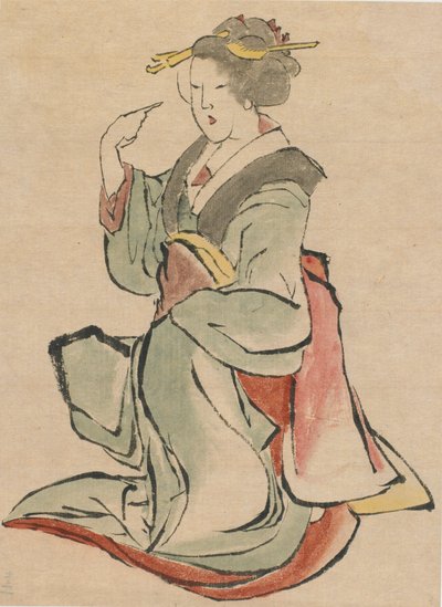 18. yüzyılın sonları 19. yüzyılın başlarında, sağa bakan kadın. by Katsushika Hokusai