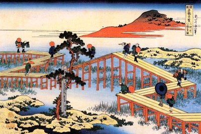 Mikawa Eyaletindeki Yatsuhashi, c1835. by Katsushika Hokusai