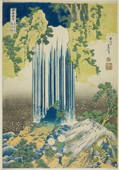 Yoro Falls in Mino Province (Mino no Yoro no taki), from the series "A Tour of Waterfalls in Various Provinces (Shokoku taki meguri)" by Katsushika Hokusai