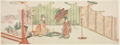 Asilzadenin malikanesinde dans eden genç kız by Katsushika Hokusai