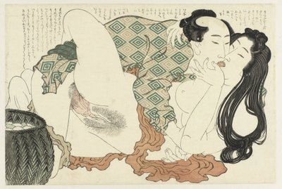 Balıkçı ve dalgıç öpüşme Adonis bitkisi (seri başlığı) Fukujuso (dizi adı) by Katsushika Hokusai