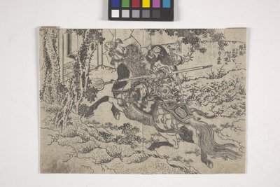 Rofu (Lu Bu) Ve Ch?hi (Zhang Fei), Resimli Bir Romandan Sayfalar (tahta baskı) by Katsushika II (fl.1820 50) Taito