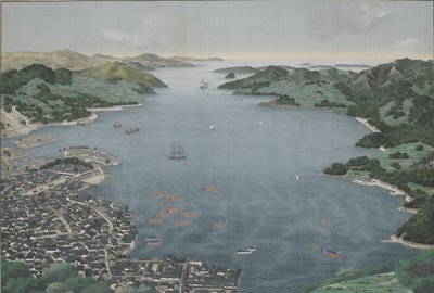 Nagasaki Limanı, c.1800-50 (ipek boyama) by Kawahara Keiga