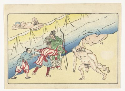 Yay ve Çıplak Adamlar Büyük Kuyruk (dizi başlığı) by Kawanabe Kyosai