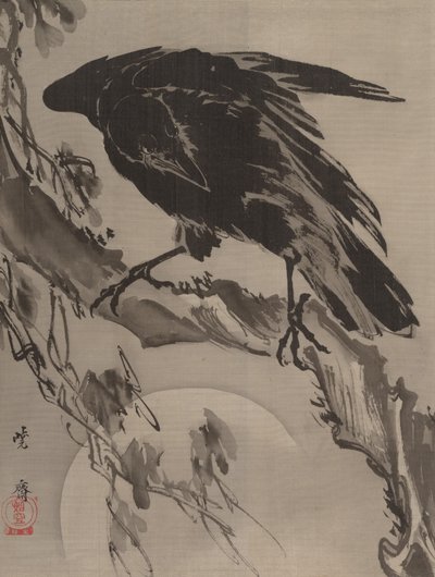 Karga ve Ay, ca. 1887. by Kawanabe Kyosai