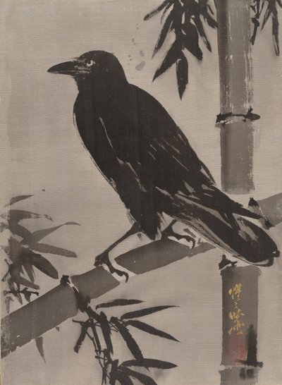 Bambu Dalında Karga, yak. 1887. by Kawanabe Kyosai