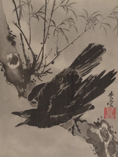 Daldaki Karga, ca. 1887. by Kawanabe Kyosai