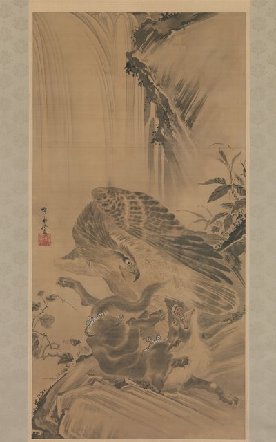 Dağ Aslanına Saldıran Kartal, 1885. by Kawanabe Kyosai
