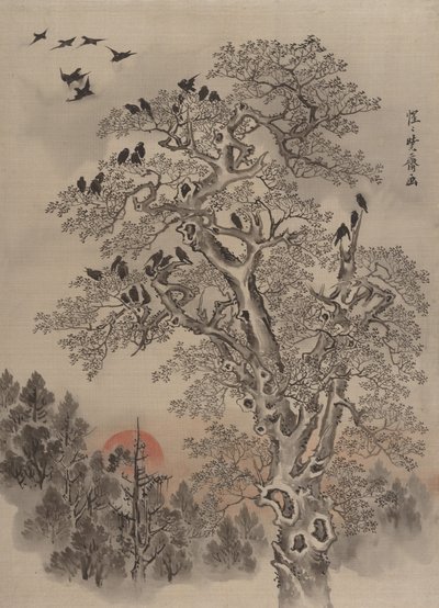 Şafakta Karga Sürüsü, ca. 1887. by Kawanabe Kyosai