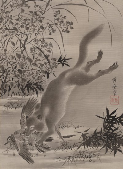 Tilki Yakalayan Kuş, ca. 1887. by Kawanabe Kyosai