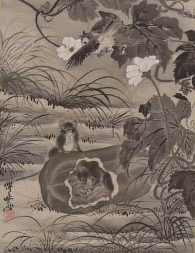 Kavundaki Fareler, ca. 1887. by Kawanabe Kyosai