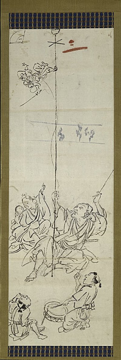 Maymun Terbiyecisi, altı eskizden biri by Kawanabe Kyosai
