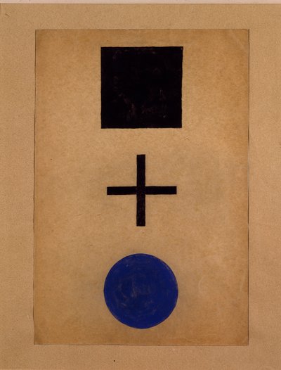 Süprematizm: kare, haç, daire Guaj resmi Kazimir Malevich (Malevich, Malevich) (1878-1935) 1919-1920 Özel koleksiyon by Kazimir Severinovich Malevich
