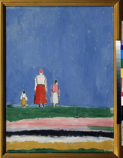 Üç Figür (Üç Figür). Arkadan temsil edilen iki çocuklu bir anne. Kasimir Severinovich Malevitch
