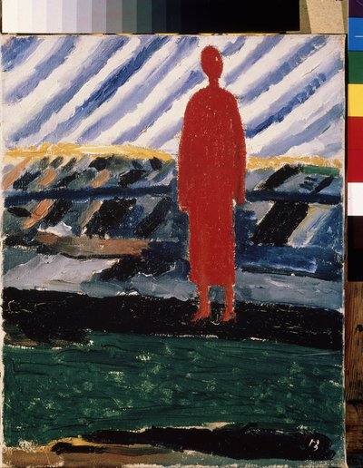 Yıkananlar. Yaz aylarında bir nehrin yanında duran üç beyaz, çıplak figür. Kasimir Severinovich Malevich