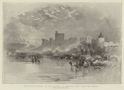 Windsor'da Thames üzerinde buz pateni yapan Frost, Brocas'tan görünüm by Keeley Halswelle