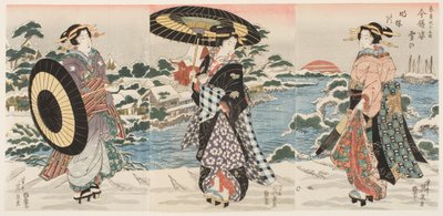 Karlı Bir Günde Şafakta Modern Figürler (Imayō sugata yuki no akebono) by Keisai (1790 1848) Eisen