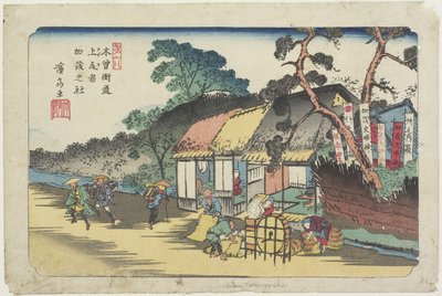 No.6: Ageo İstasyonu yakınlarındaki Kamo Mabedi, 1830-1844 by Keisai Eisen