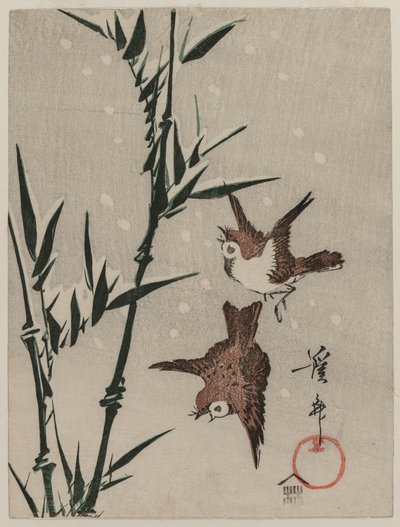 Serçeler, Bambu ve Yağan Kar, c. 1820