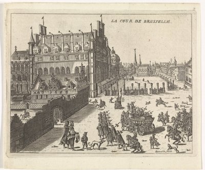 Brüksel mahkemesinin görünümü, 1673. La cour de Brusselle (nesne üzerindeki başlık) by Kemnitz