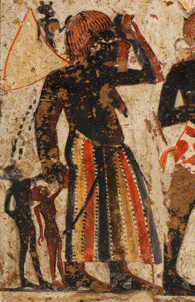 Huy ve kardeşi Amenhotep tarafından kabul edilen Nubyalı kadınlardan detay, c...