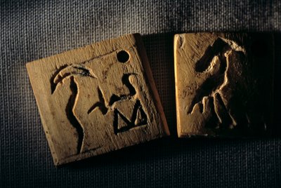 Predynastic fildişi etiket, en erken yazı, Dr. Gunter Dreyer, Mısır, 2005 (fotoğraf) by Kenneth Garrett