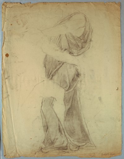 "Jacob Wrestling with the Angel" için Perdelik Çalışması by Kenyon Cox