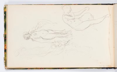Sketchbook Sayfası: İki Çıplak Kadın Figürü by Kenyon Cox