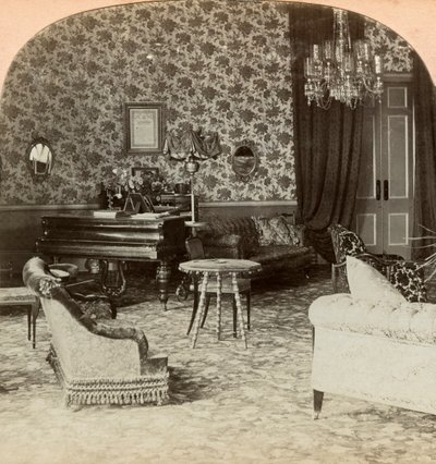 Başkanlığın misafir odası, Lord Roberts genel merkezi, Bloemfontein, Güney Afrika, 1900. by Keystone View Company