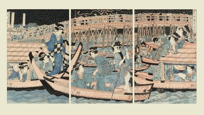 Ryogoku Köprüsü'nün yanında serinlemek by Kikugawa Eizan