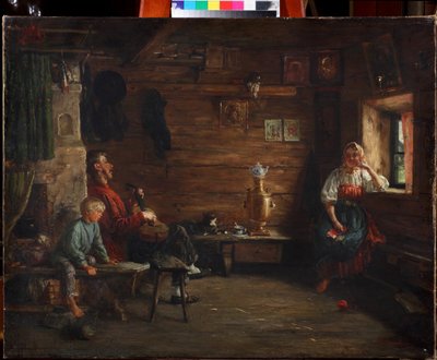 Family Idyll par Kirill Vikentievich Lemoch (Lemokh) (1841-1910), - Tuval üzerine yağlı boya - Özel Koleksiyon by Kirill Vikentievich Lemoch
