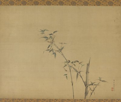 Bambu dalları ve yaprakları ile kaynaklanıyor, Edo dönemi, 19. yüzyıl. by Kishi Ganku