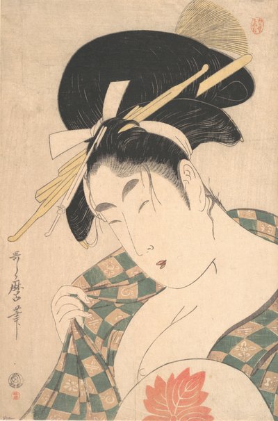 18. yüzyılın sonları ile 19. yüzyılın başlarında bir fahişe. by Kitagawa Utamaro