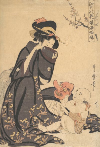 Genç Bir Çocukla Oynayan Bir Kadın, ca. 1804. by Kitagawa Utamaro
