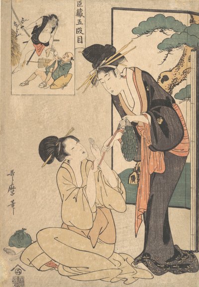 Annesinden Bir Poşet Et Kapan Bir Kadın, 18. yüzyılın sonu ve 19. yüzyılın başı. by Kitagawa Utamaro