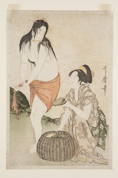 Abalone Divers (renkli tahta baskı) by Kitagawa Utamaro