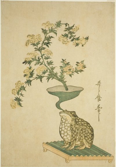 Kediotu (Ominaeshi) ve Çin Çan Çiçekleri (Kikyo) Aranjmanı by Kitagawa Utamaro