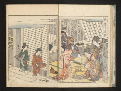 Nezaketçiler ve konuk kış sabahı by Kitagawa Utamaro