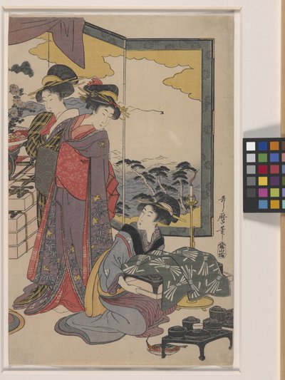 Ebisu Festivali (renkli tahta baskı) by Kitagawa Utamaro