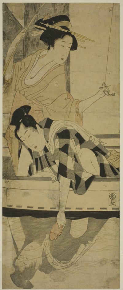 Köprünün Altında Balık Tutmak by Kitagawa Utamaro