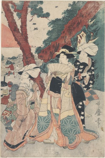 Futamigaura Plajı yeni yılda by Kitagawa Utamaro