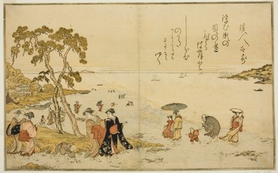 Alçak Gelgitte Kabukları Toplama, "Gelgitten Gelen Hediyeler (Shiohi no tsuto)" resimli kitabından by Kitagawa Utamaro