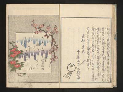 Bahar çiçekleri ile şiir by Kitagawa Utamaro