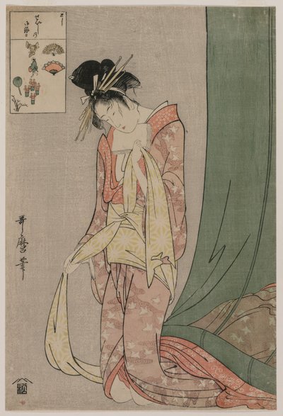 Resimli Bulmacalar serisinden Ōgiyalı Hanaōgi by Kitagawa Utamaro