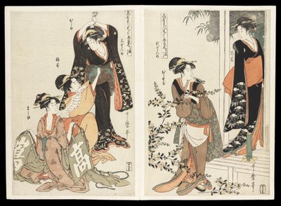 Kômei bijin mitate Chûshingura junimai tsuzuki (ünlü güzellikler tarafından parodilenen Chûshingura draması): on iki baskıdan oluşan bir set, c.1795 (renkli tahta baskı) by Kitagawa Utamaro