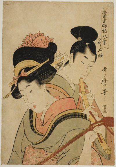 "Bugünün En Sevilen Şeylerinden Sekiz Görünüm (Tosei kobutsu hakkei)" serisinden Kendinden Eğlenmeyi Seviyor (Tanoshimizuki) by Kitagawa Utamaro