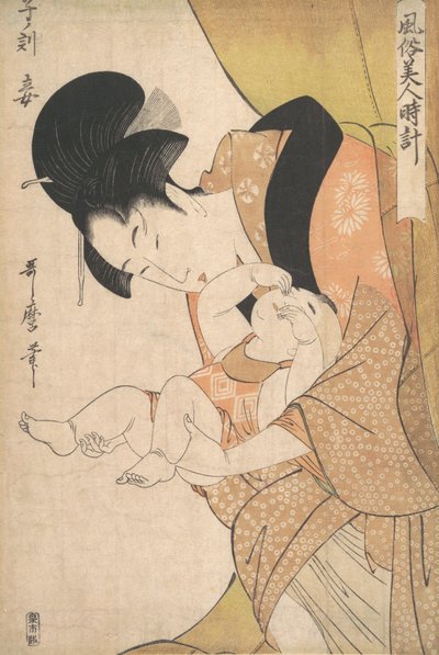 Gece yarısı: Anne ve Uykulu Çocuk, 1790. by Kitagawa Utamaro